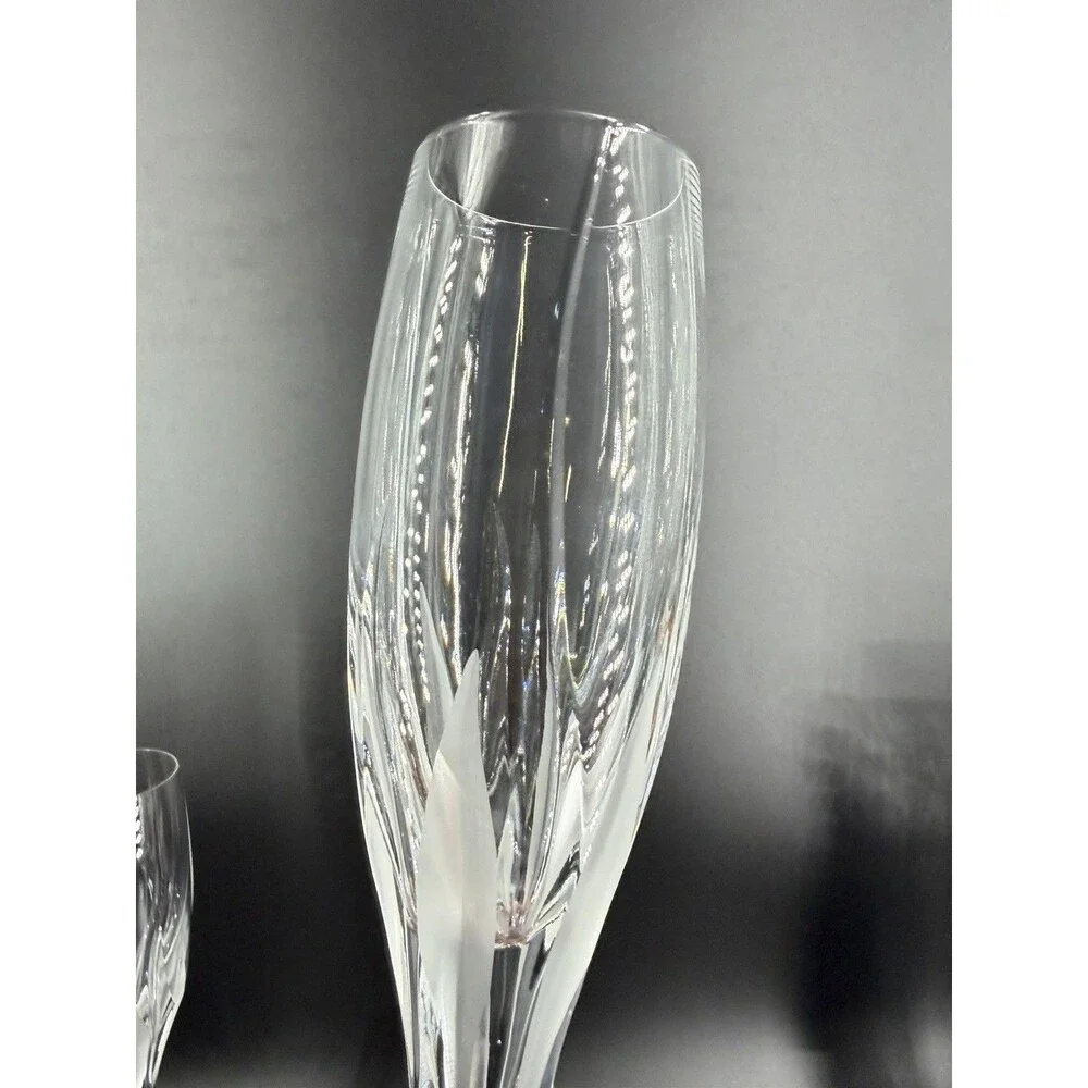 Pair Mikasa Crystal Flame D'amore Champagne Flute Glasses Set 2